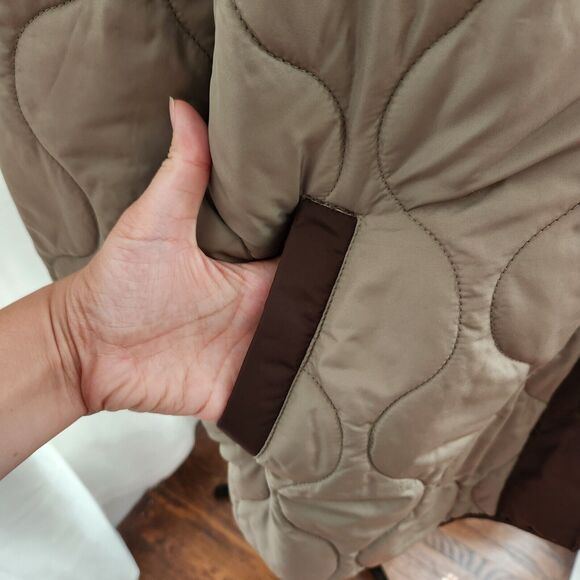 NEW Noisy May Quilted Oversized Jacket Womens M Green Maggy Snap Button Coat - Picture 14 of 14